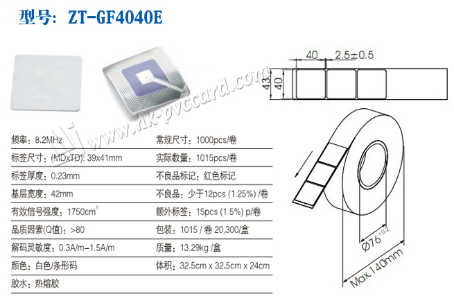 Product Type: ZT-GF4040E (RF label)